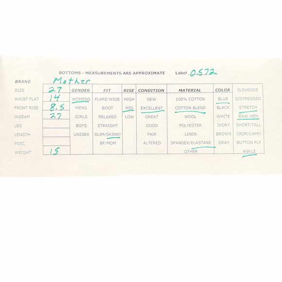 Mother Looker Ankle Fray Jeans Double Time Distressed Stretch Raw Hem Size 27 - Picture 3 of 13